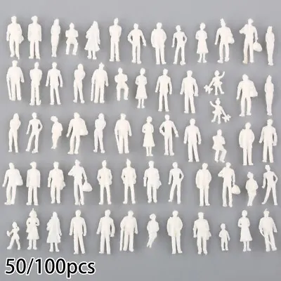 50/100 Pcs 1:75 Scale Mixed Model Railway Train People Figures Miniature White • £3.97