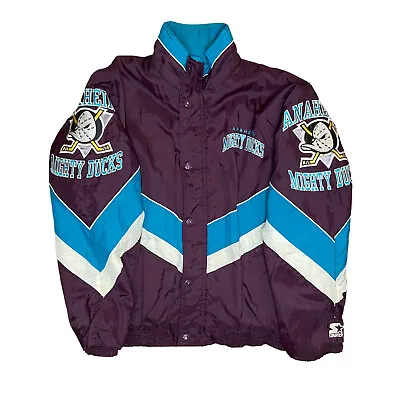 Vintage Starter Anaheim Mighty Ducks Zip Up Jacket Size Medium Classic 90s • $130