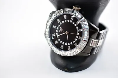 ROYAL DISNEY COUTURE Watch Black Baguette Rhinestone Crystal Sparkling RARE Bin6 • $39.96