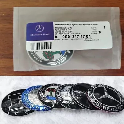For Mercedes Benz Hood Black Flat Laurel Wreath Badge Emblem Sticker (Paste)57mm • $11.99