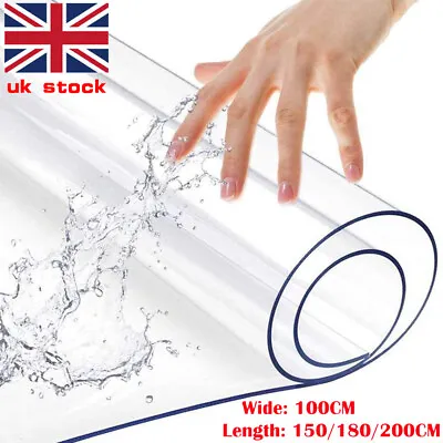 £23.99 • Buy 200X100CM 2MM Thick Clear Transparent Vinyl PVC Tablecloth Table Protector Cover