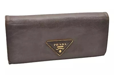 Authentic PRADA Vintage Leather Long Wallet Purse Gray 1253J • $170