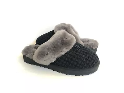 Ugg Cozy Knit Black Shearling Lined Slip On Slippers Us 11 / Eu 42 / Uk 9 • $115