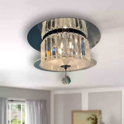 Modern 4 Light LED New Crystal K5 Chrome Ceiling Light Fitting Pendant Silver UK • £22