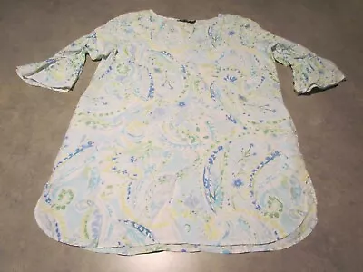 Ralph Lauren Womens Large Blue Paisley PJ Night Gown Sleep Shirt Monogram • $17