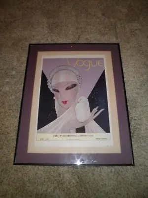 Vintage Framed Under Glass VOGUE Cover Poster April 1927 CONDE NAST & CO • $125