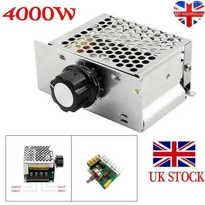 4000W Motor Speed Control Controller 220V AC SCR Variable Voltage Regulator UK • £7.49