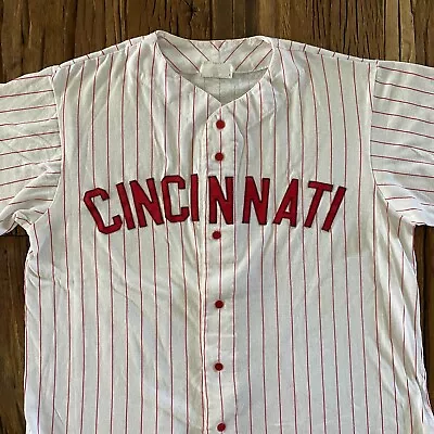 Vintage Cincinnati Reds Jersey Men's XL White Red Short Sleeve Embroidered 80s • $37.77