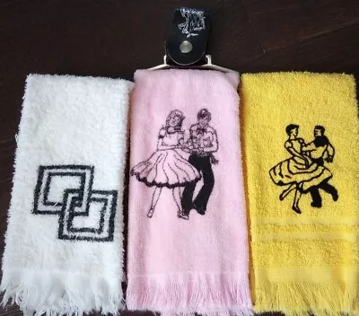 Square Dance Towels With Belt Holder  Pink Yellow White Rockabilly 50's Western • $15