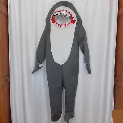 Shark Costume Child Medium 8-10 One Piece Full Zip Gray White • $28.99