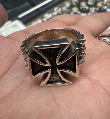 Vintage Sterling Silver Heavy Maltese German Iron Cross Men's Ring Size 8.5 • $65