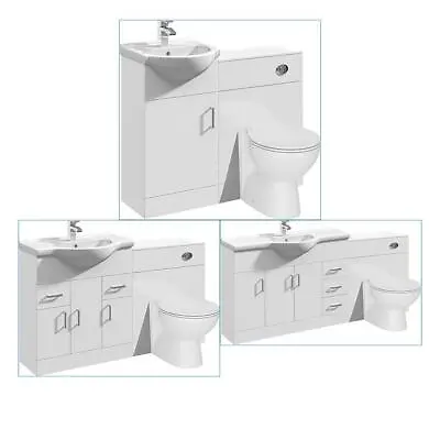 £237.99 • Buy Bathroom Furniture Vanity Basin Cabinet WC Toilet Unit Pan Cistern Set White