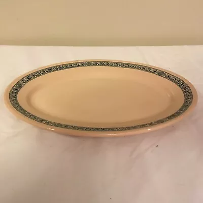 Jackson China Vitrified JAC-TAN Serving Platter Beige W Blue Trim 11.75 X 8 USA • $29.99