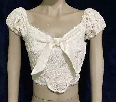 White Crop Top Of Vintage Fabrics Olivia Bis (Bis & Beau) Size S-M • $26