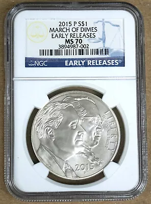 2015-p March Of Dimes Commemorative Silver Dollar Ngc Ms70 987002 • $63.50