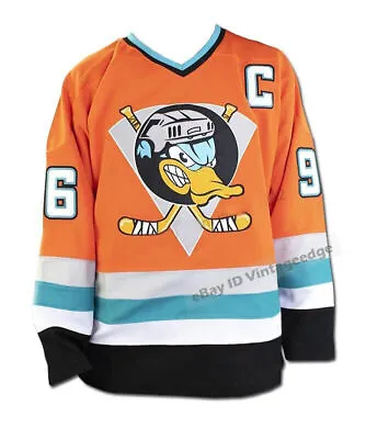 Movie Mighty Ducks Charlie Conway #96 Hockey Jersey Custom Name Orange • $49.90