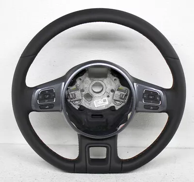 OEM For VW Beetle 5C0-419-091-AG-GMM Black Leather Orange Stitch Steering Wheel • $194.24