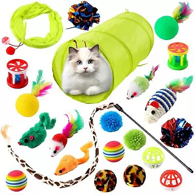 Pet Toys Cat Kitten 21 Pcs Interactive Indoor Toys Bulk Ball Toy Bells Mouse • £9.99