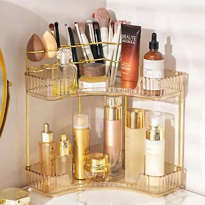 Makeup Organizer For Vanity 2-Tier Corner Bathroom Organizer Countertop With... • $40.88