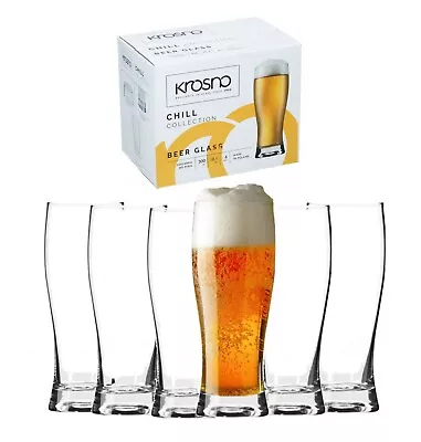 6 X Beer Glasses Plain Tall Half Pint Glass Beer Lager Cider Pub Club Bar 300ml • £9.99