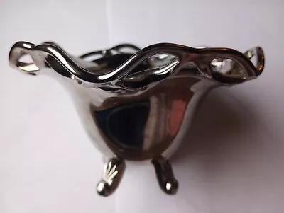 VTG Silver Candy Dish Party Bowl  Silvalyte On Glass Nut Fruit Compote Footed • $17.87