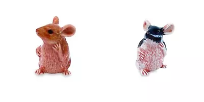 Black &  Rat Mouse Dollhouse Miniature Figurines Hand Painted Ceramic Animals • $13.95