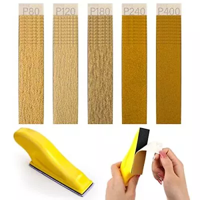 Micro Sander Kit With 50Pcs Sand Paper 80 To 400 Grit Sandpaper Sheets 3.5 X ... • $14.81