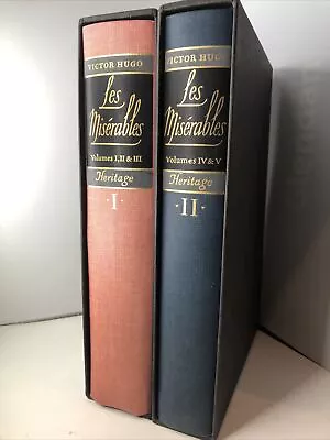 Les Miserables By Victor Hugo Vol I & II Heritage Press HC W/Slipcase Excellent • $100