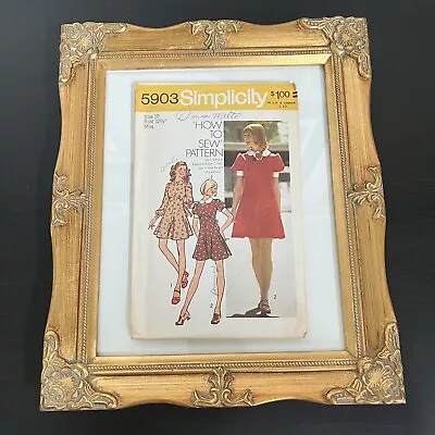 Vintage 1970s Simplicity 5903 Peter Pan Collar Mini Dress Sewing Pattern 10 CUT • $7