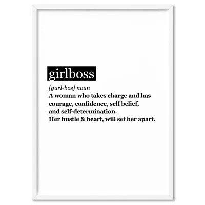 Girlboss Definition Typography Print Poster. Office Living Room Poster | TYP-68 • $156.95