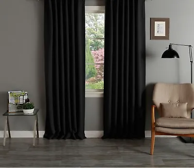 Thermal Blackout Curtains Ready Made Eyelet Ring Top Or Pencil Pleat + Tie Backs • £34.99