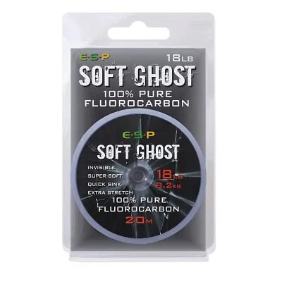 £10.95 • Buy ESP Soft Ghost 100% Fluorocarbon Hooklink 20m Spool CHOOSE 10,12,15 Or 18lb