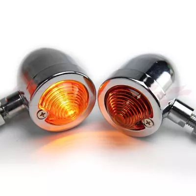 Universal Chrome Motorcycle Turn Signal Light Amber Indicator Blinker For Honda • $10.95