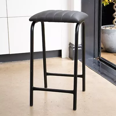 Bar Stool Faux Leather 76cm Black Stool Lab Stool Breakfast Bar Stool • £75