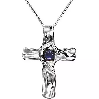 QVC Hagit Sterling Silver Iolite Cross Pendant With 18  Chain • $99.99