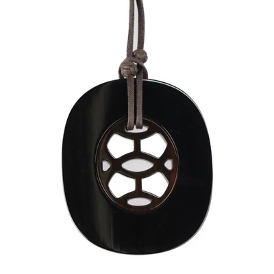 $243 • Buy HERMES Necklace  Lift GM Pendant Buffalo Horn Black