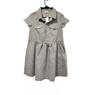 NWT Catimini Kids Dress Gray Short Sleeve Casual Collar Button Up Two Pockte 14 • $39