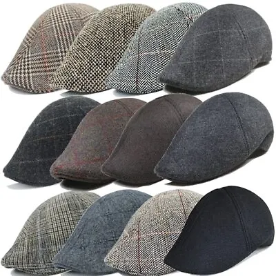 £6.99 • Buy Mens Flat Cap Gatsby Tweed Baker Boy Hat Herringbone Newsboy Cap One Size