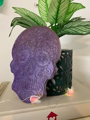 DAY OF THE DEAD Flat Sugar Skull HOME DECOR (Purple Teal And Black) • $10