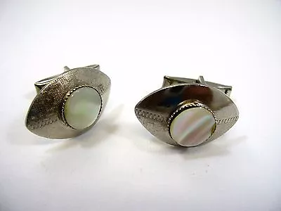 Vintage Cufflinks Cuff Links: Mother Of Pearl Football Shape Body (Chip In MOP) • $9.99