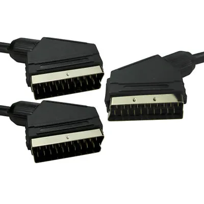 Scart Y Splitter Cable Lead - 2m - GOLD 1 X Male To 2 X Male 2 Metre • £7.79