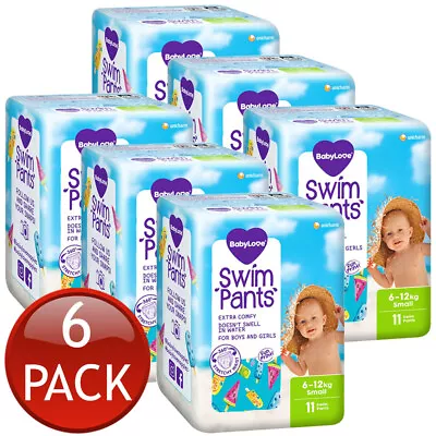 6 X Babylove Swim Pants Small 6-12Kg Unisex Disposable Nappies Nappy 11 Pack • $270.48