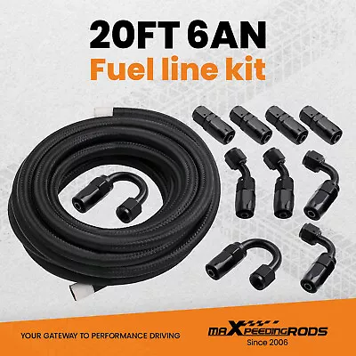 6AN/8AN/10AN & 12FT/16FT/20FT Fuel Line Hose Kits Nylon Stainless Steel Braided • $49.99