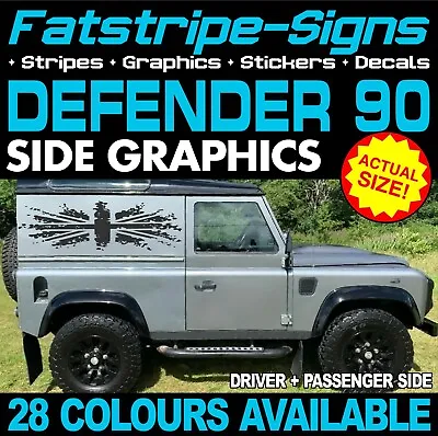 To Fit LAND ROVER DEFENDER 90 UNION JACK FLAG GB STICKERS GRAPHICS DECALS 4x4 • £29.99