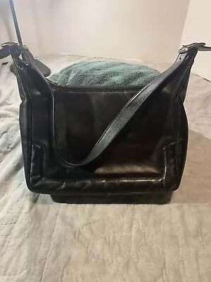 Vintage Morris Moskowitz Black Leather Shoulder Handbag • $40