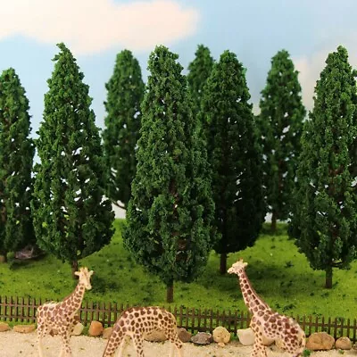 10pcs 15cm Deep Green Model Pine Trees For O G Scale Railway Scenery Layout • $10.91