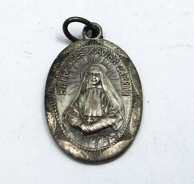 Vintage Saint St. Francix Xavier Cabrini Jesus Oval Medal Pendant Catholic • $5