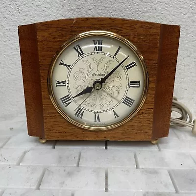 Vintage Westclox Sheraton Electric Mantle Alarm Clock Solid Maple S12-H • $30