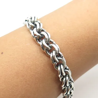 925 Sterling Silver Vintage Mexico Double Rolo Link Bracelet 7  • $242.99