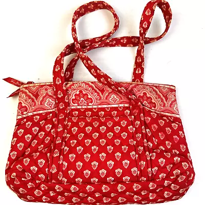 Vera Bradley Nantucket Betsy Handbag Red Retired Vintage Quilted Cotton Fabric • $29